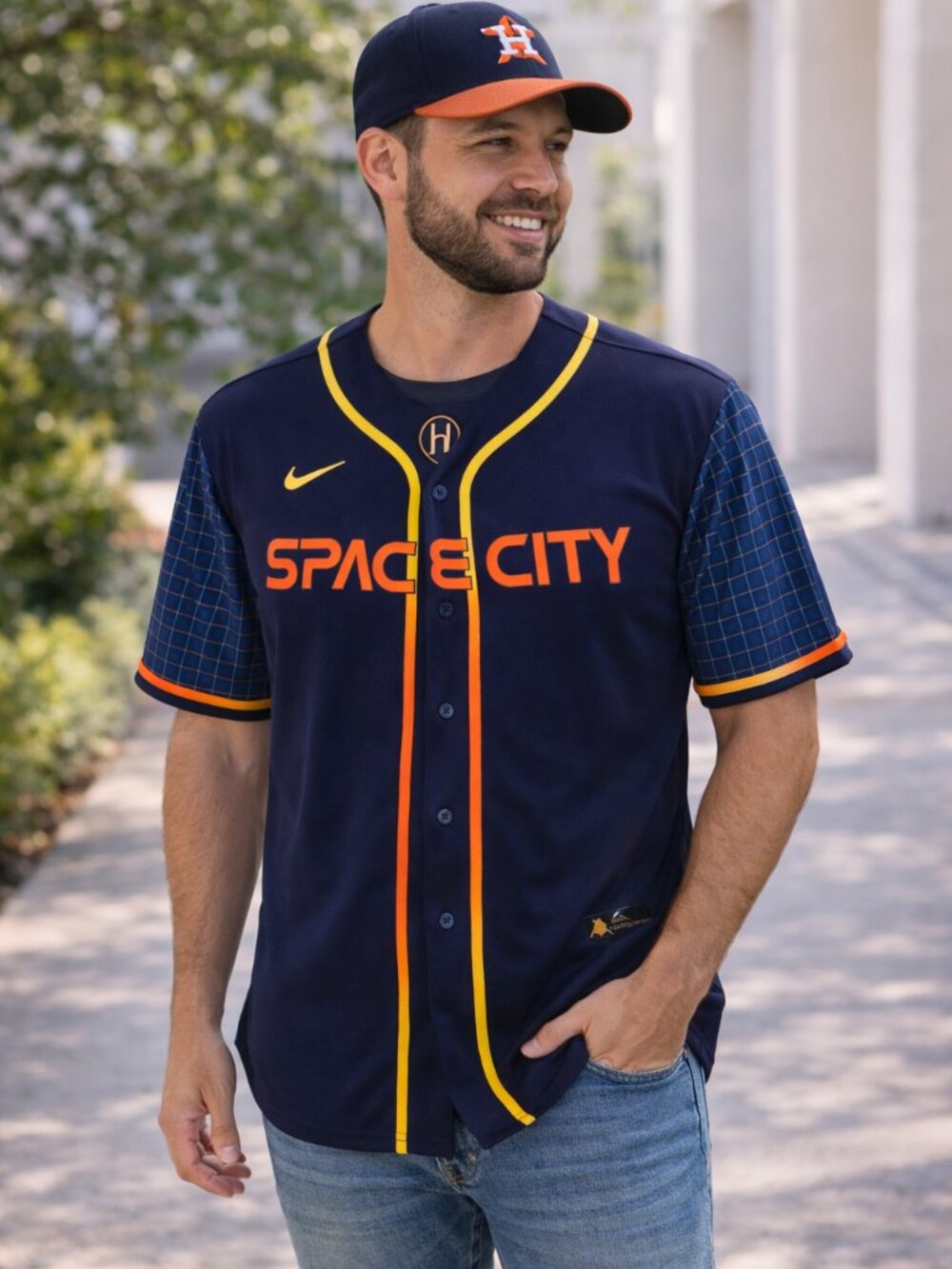 Houston Astros Space City Verlander 35 Jersey Nike MLB Navy Adult Blue / Orange